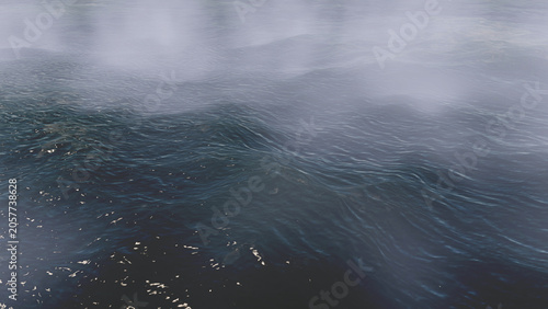 night sea, waves, dark ocean, ripples, fog, seawater, texture, 3d, sea fog