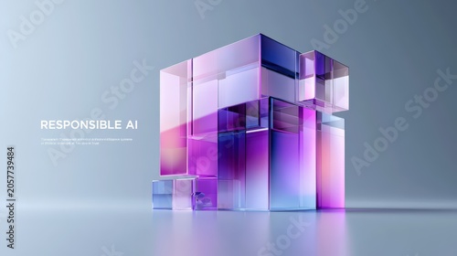 Intricate Abstract Glass Cube Structure for Responsible Ai Concept