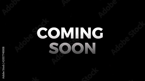 A graphic announcement indicating future availability, a forthcoming event, or a product's imminent market introduction, building anticipation for what's next