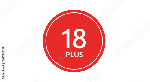 Fotografija Red Circle Eighteen Plus Sign Symbol.