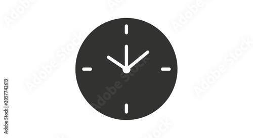 Fotografie Simple Black Analog Wall Clock Face.
