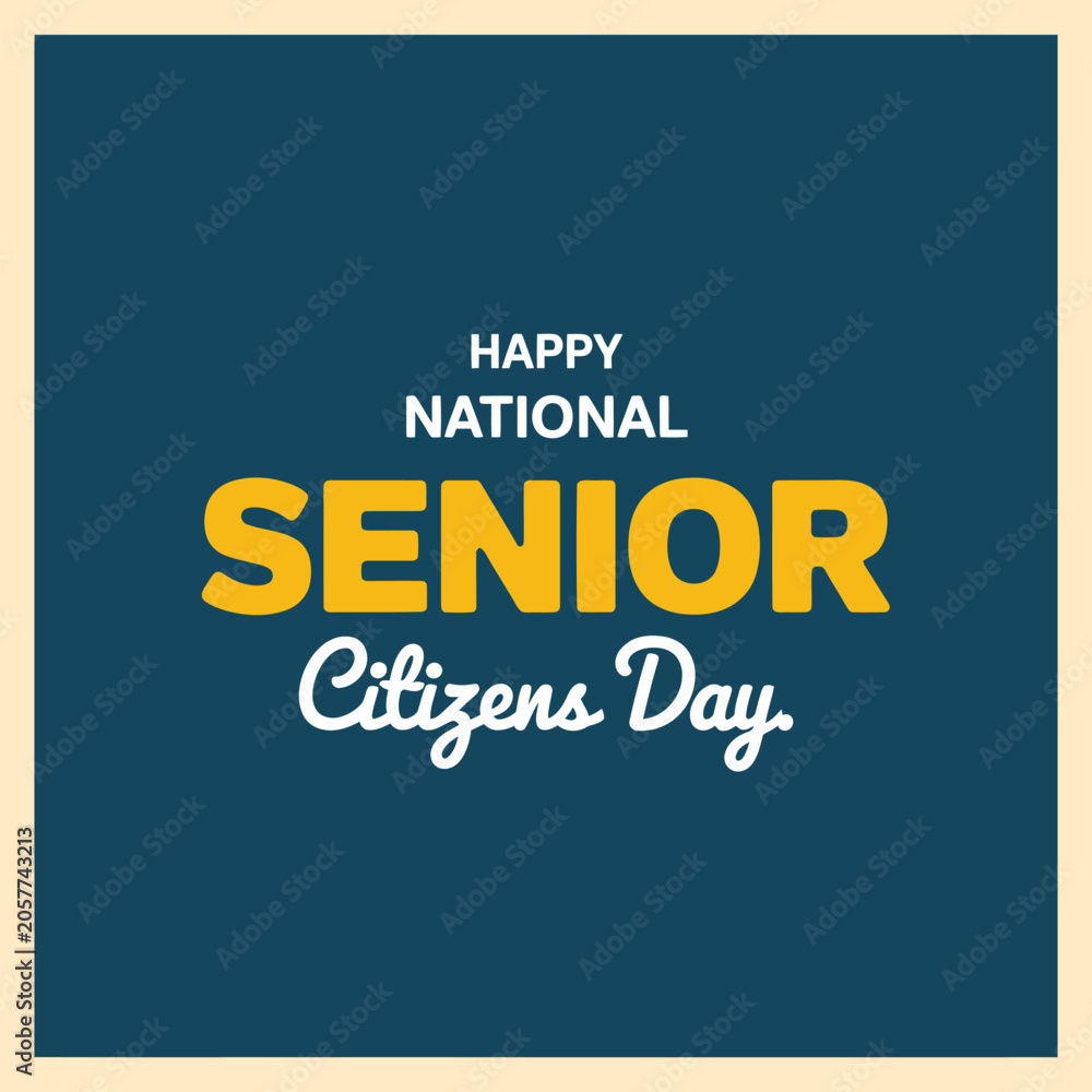 Fototapeta premium Happy national senior citizens day greeting card design with bold typography on a dark blue background