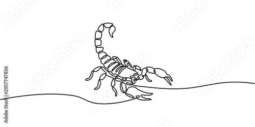 Vászonkép Continuous line art of a scorpion with raised stinging tail