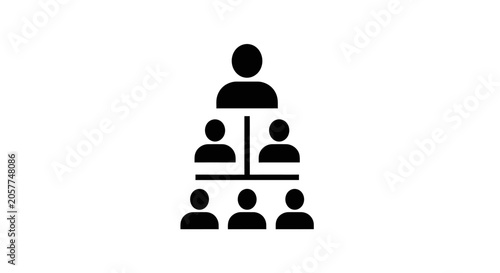 Tableau sur toile Black and white organizational chart icon representing corporate hierarchy and business management structure