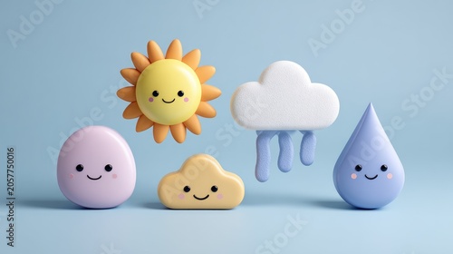 Cute weather icons, pastel colors