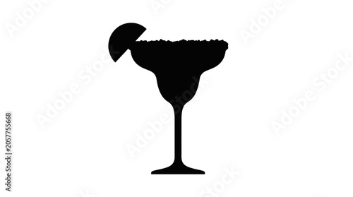 Silhouette of a margarita cocktail glass with a lime wedge.