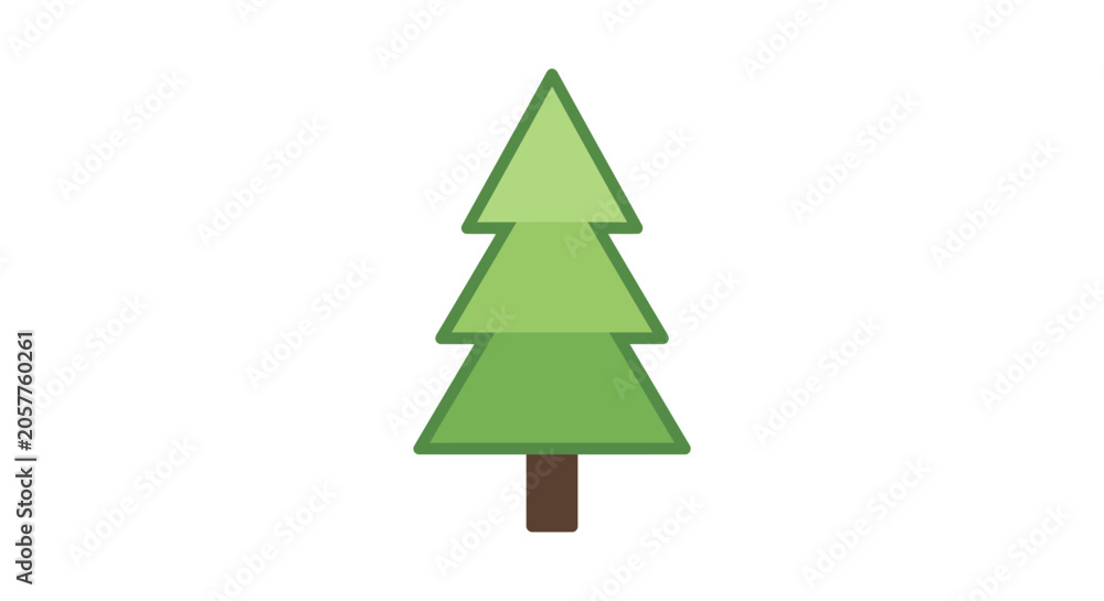 Obraz premium Green Evergreen Tree Illustration Isolated.