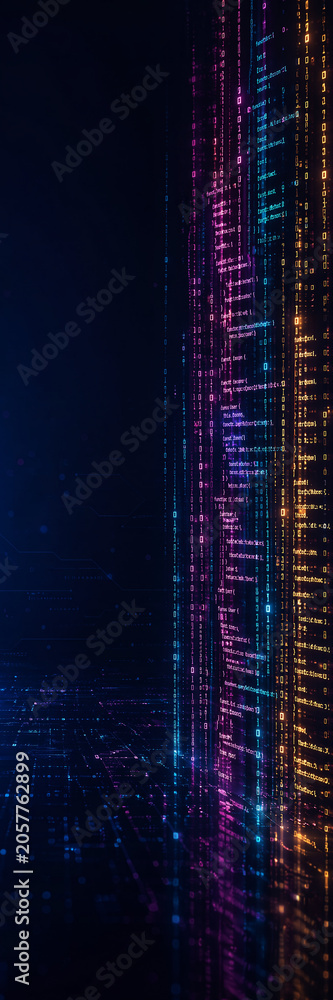 Obraz premium Futuristic Digital Code Wall