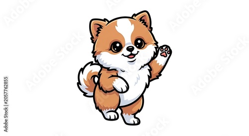 Cute cartoon dog with sad expression and big eyes.