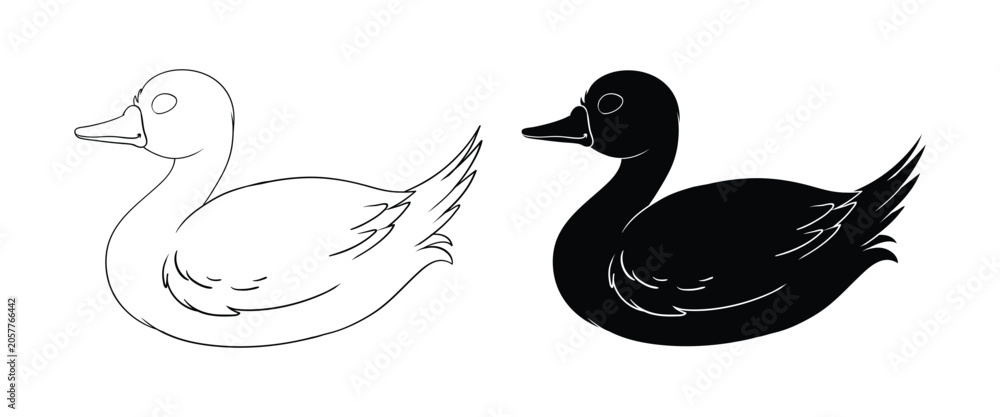 Fototapeta premium Loon Bird Icon Set – Waterfowl, Lake Bird, Wildlife Silhouette & Nature Vector Collection