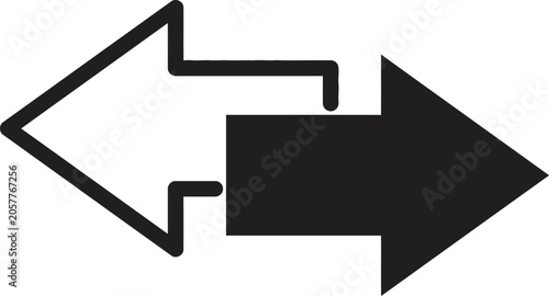 Cuadro en lienzo Opposing arrows icon black outline and solid shape representing directional choi