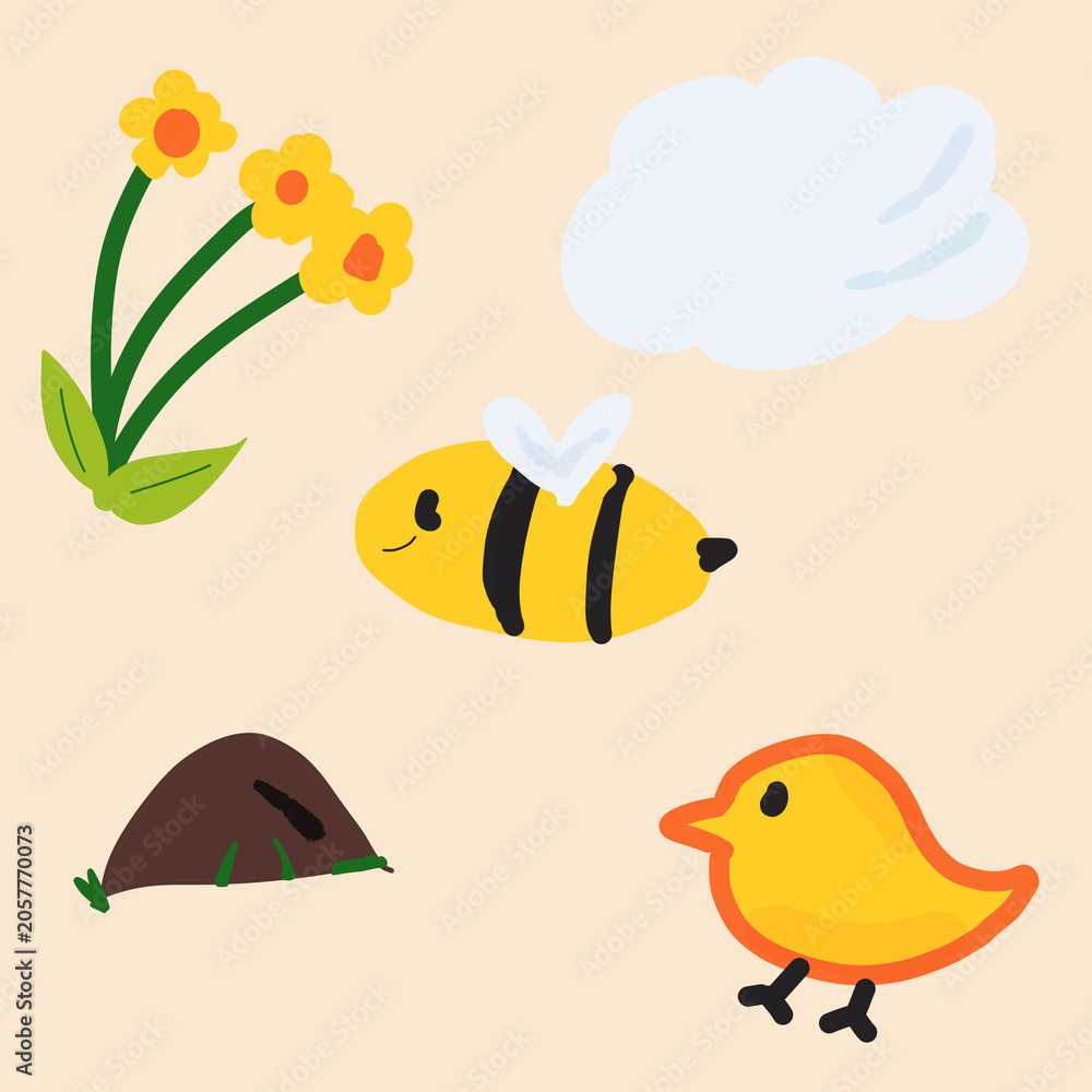 Fototapeta premium set of funny cartoon birds