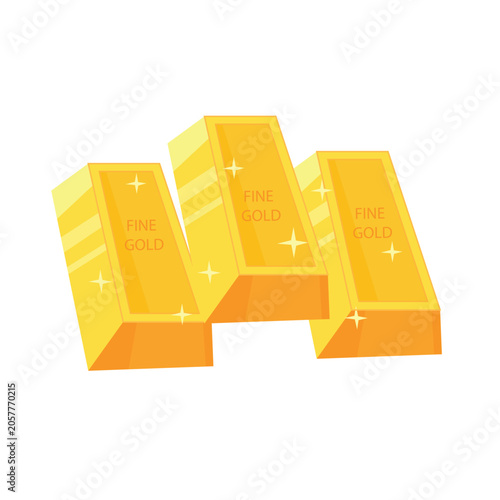 Cartoon illustration of gold bars shining. Perfect for banks design and stock.