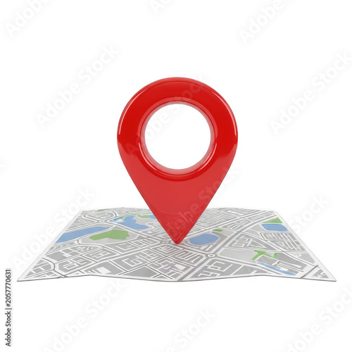 Red location pinpoint icon on world map