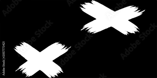 Bild auf Leinwand Two white hand-drawn crosses on a stark black background, conveying a message of negation, error, or cancellation with bold, graphic simplicity