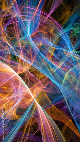 Fotografie Vibrant colorful abstract light trails.