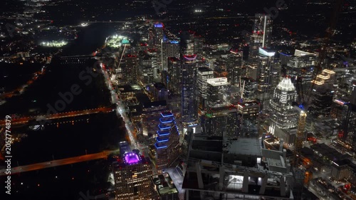 Illuminated Downtown Austin Skyline and High-Rise Towers at Night Part 2 of 2