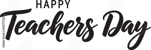 Tableau sur toile Happy teachers day calligraphy greeting with thank you well wish black and white