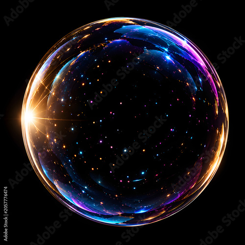 Abstract Blue Glowing Glass Sphere Floating in Space 3D Render