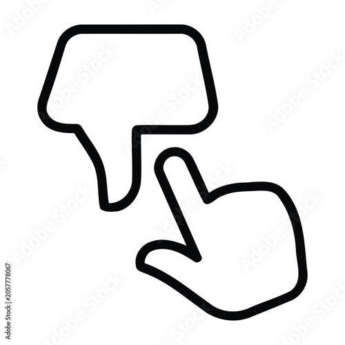 Canvas-taulu Thumbs down social media dislike icon with hand cursor interaction negative feed