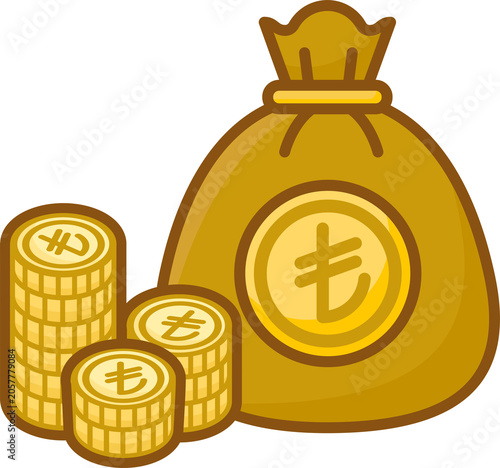 Canvastavla Turkish Lira TRY ₺ money bag and coins set
