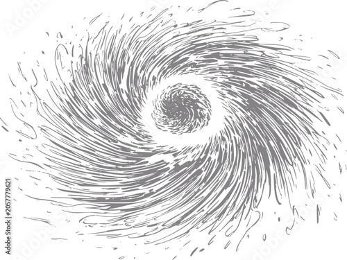 Foto Stylized swirling vortex with splashes, abstract