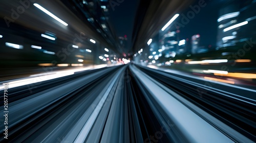 A dynamic depiction of efficient transportation with dramatic motion blur conveying a futuristic and high speed feeling