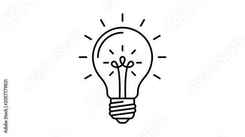 Light bulb icon, simple flat design of a glowing idea symbol