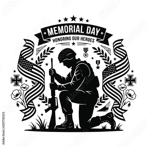 Canvastavla Memorial day honoring our heroes commemorative illustration with memorial milita