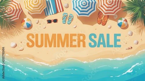 Editable summer sale banner with tropical leaf theme