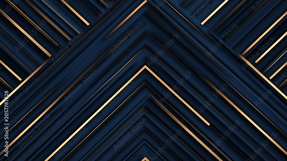 Fototapeta premium Abstract dark blue background with elegant gold geometric lines pattern for luxury modern graphic design.