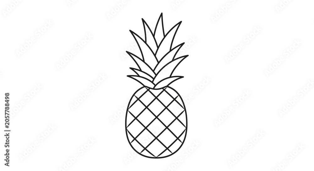 Obraz premium Simple Black Outline Pineapple Drawing on White Background