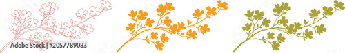 Foto Delicate botanical vector branches, a trio of floral elements in soft pink, warm