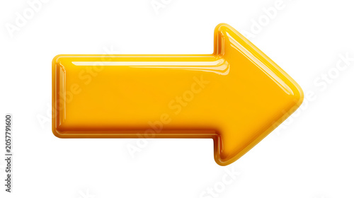 High-quality studio shot of glossy yellow direct selection arrow icon, modern interface pointer graphic for web design, clean composition, minimalist aesthetic, clean white background