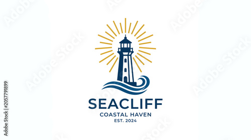 Seacliff Coastal Haven logo features a lighthouse with sun rays