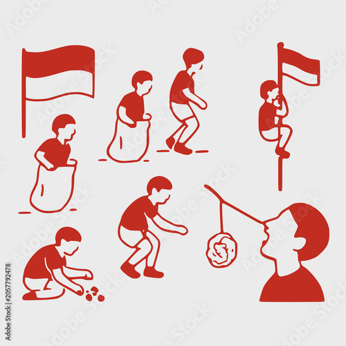 Foto A minimalist graphic vector illustration featuring various traditional Indonesia