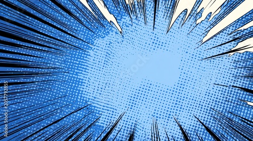 Comic book explosion effect background illustration blue and white
