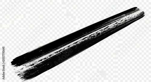 Black Wide Brush Stroke on Transparent Background