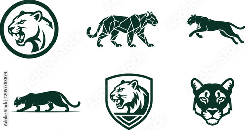 Photography Collection of various panther logo designs and silhouettes for graphic resources