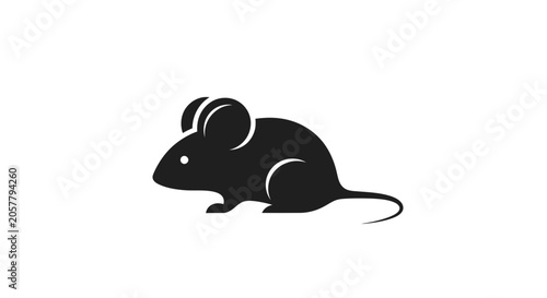 Minimalist Black Mouse Silhouette Icon on White Background