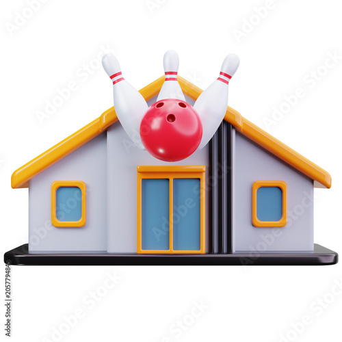 Obraz na plátně Bowling Alley Building 3D Illustrations