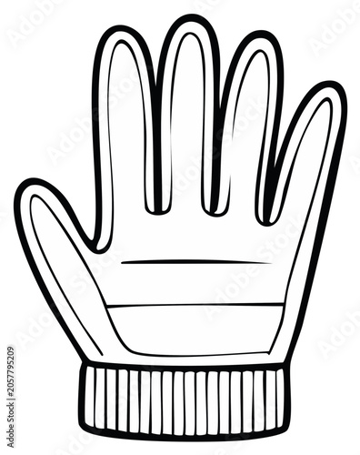 Winter Glove Line Drawing Simple Outline Icon Symbol