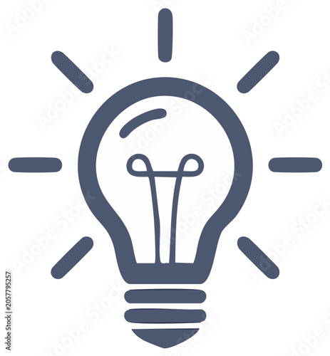 Simple Glowing Light Bulb Icon Represents Innovation and a Bright New Idea