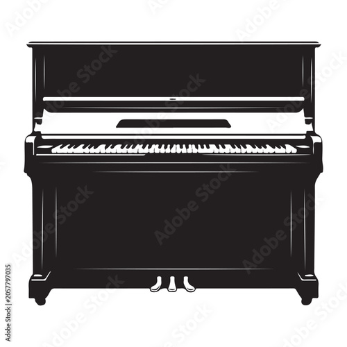 Canvastavla Upright piano vector illustration with keyboard and pedals for musical performan