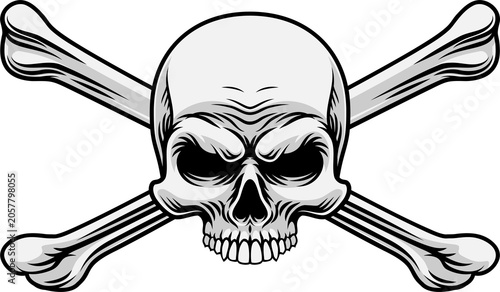 Foto A skull and crossbones pirate crossed bones jolly roger design in a vintage retr