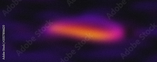 grainy texture with luminous central oval glow transitioning from orange to purple shades against dark deep backdrop for futuristic digital media projects.