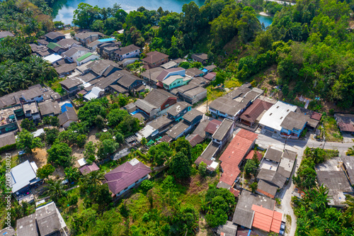 Aerial view of mining resources in Ranong Province.