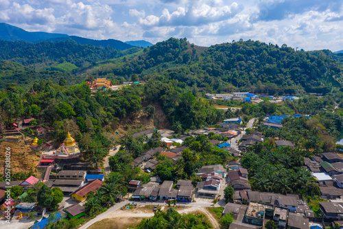 Aerial view clouds in the morning at Khao Fachi, Ranong Province.
