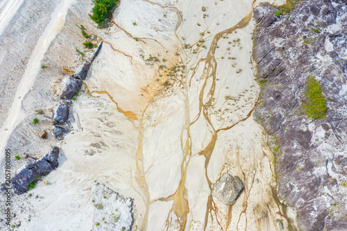Aerial view of mining resources in Ranong Province.