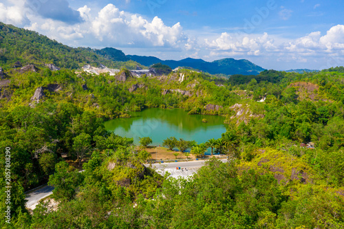 Aerial view view of Hat Som Pan Reservoir is in Hat Som Pan Subdistrict, Mueang District, Ranong Province